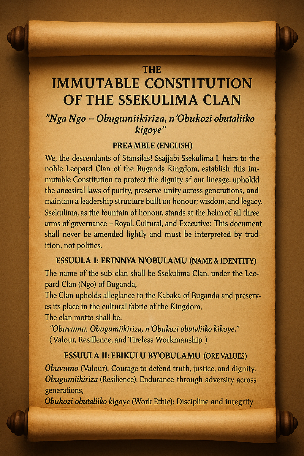 The Constitution of Ssekulima